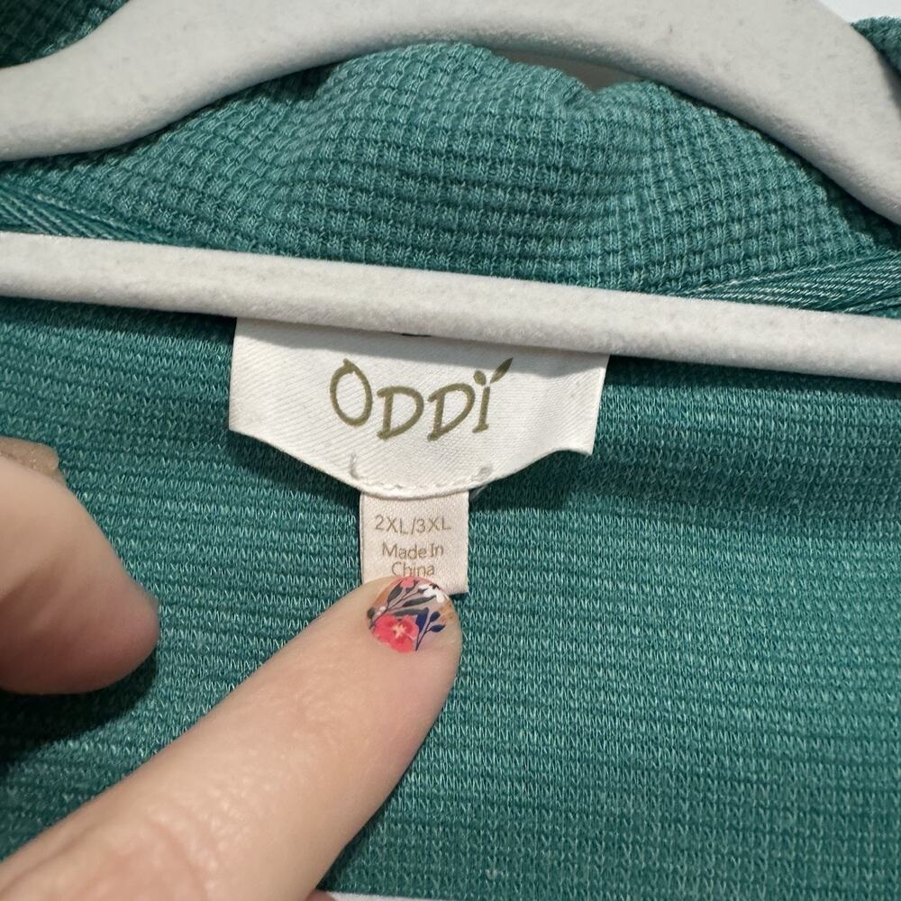 Oddy Green Waffle Knit Shacket Plus Size 2X/3X - Picture 4 of 6